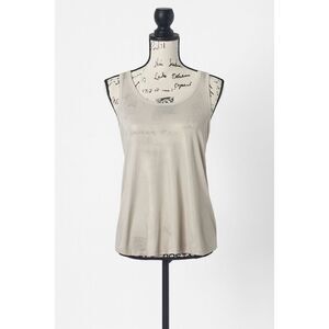 GAP Women’s XS Beige Shimmer Stretch Tank Top Sleeveless Scoop Neck Blouse